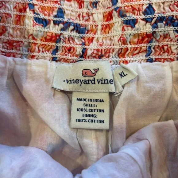 Vineyard Vines Smocked Waist Floral Print Shorts Women's XL White Blue Red Boho - Picture 3 of 5